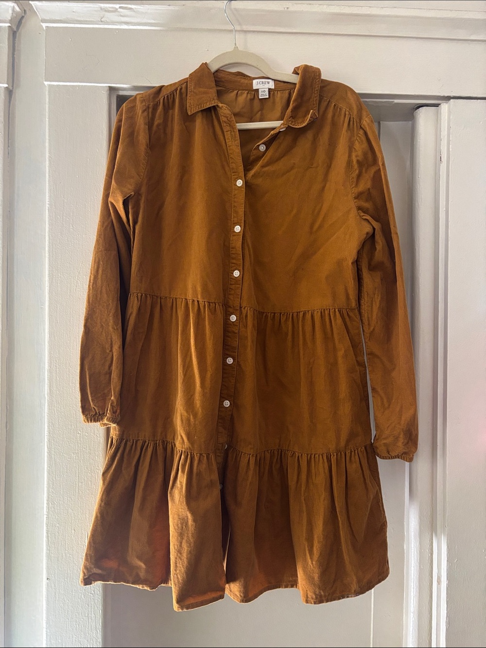 J. Crew Girls' Tiered Corduroy Dress in Rust